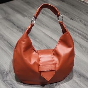 EUC RUSTY Orange XL Flap Closure Hobo Leather Bag